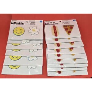 Room Essentials Patch Set Lot Of 16 7 Smiley Face/Flower 9 Hot Dog/Pizza Craft
